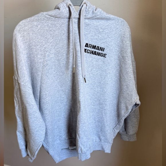 ARMANI EXCHANGE Gray Oversized Sweat Hoodie - Picture 1 of 9